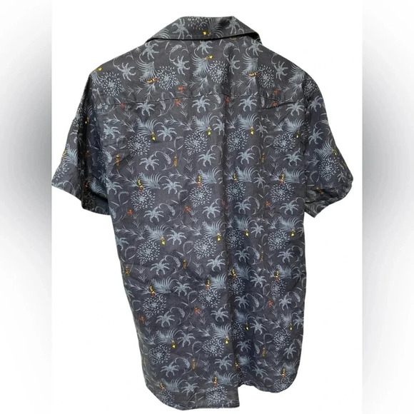 Tallia Blue Floral Hawaiian Button Up Short Sleeve Mens - Picture 2 of 5